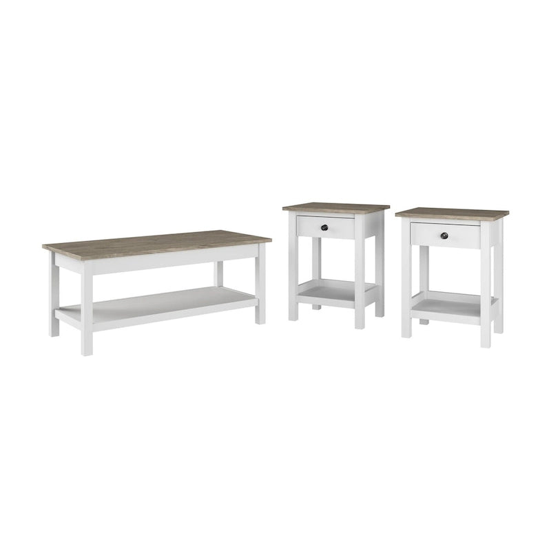 Table basse de ferme avec étagère inférieure design bicolore moderne