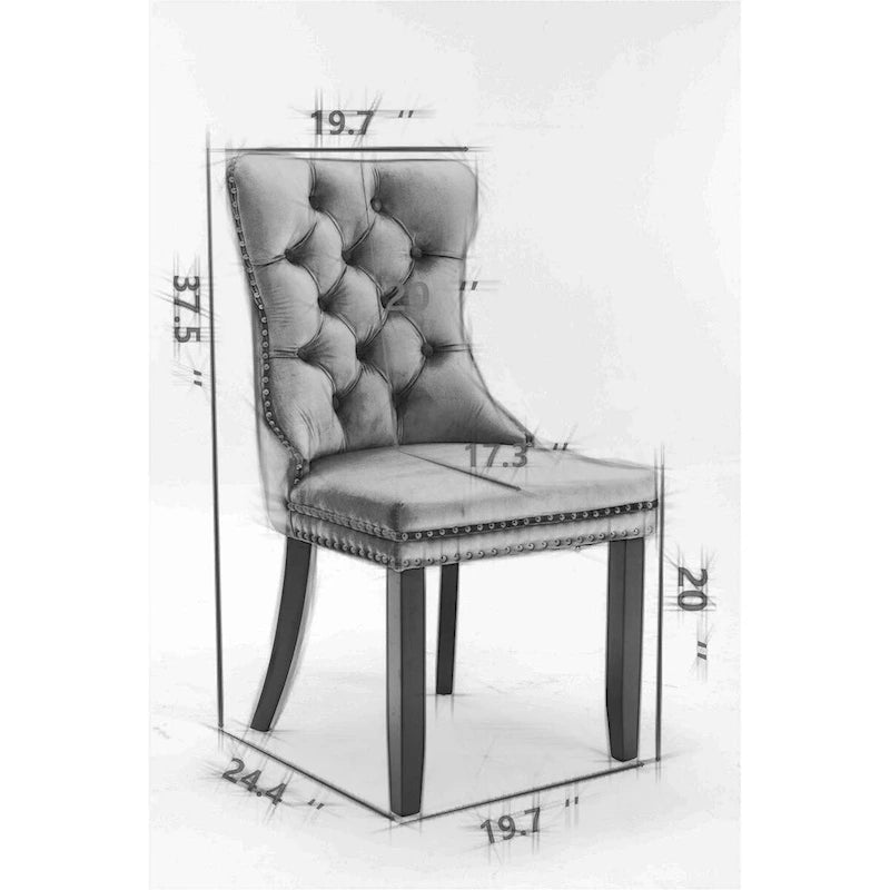 Chaise de salle à manger capitonnée en velours avec pieds en acier inoxydable doré
