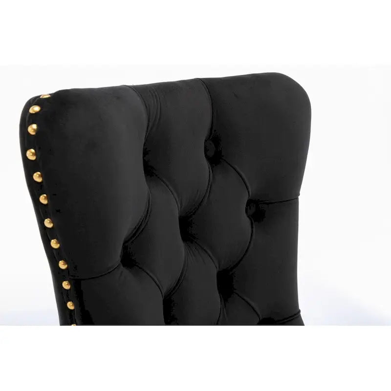Chaise de salle à manger capitonnée en velours avec pieds en acier inoxydable doré