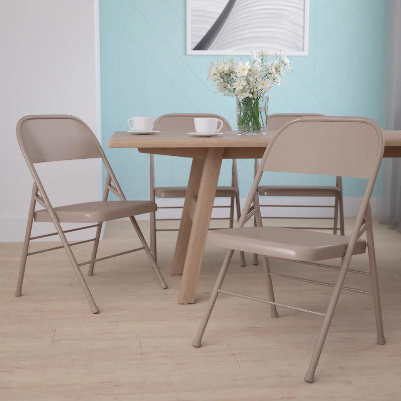 Chaise pliante commerciale en métal triple entretoise à double charnière de style moderne