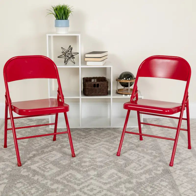 Triple Braced Double Hinged Commercial Metal Folding Chair Modern Style