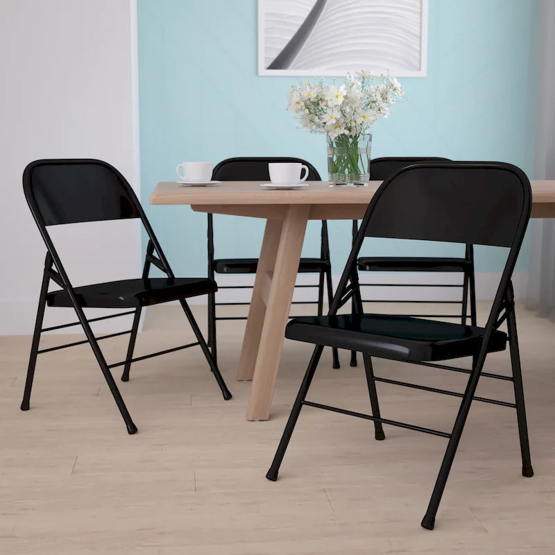 Triple Braced Double Hinged Commercial Metal Folding Chair Modern Style