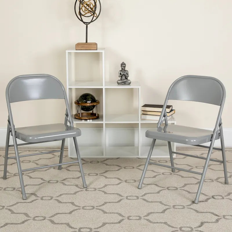 Triple Braced Double Hinged Commercial Metal Folding Chair Modern Style