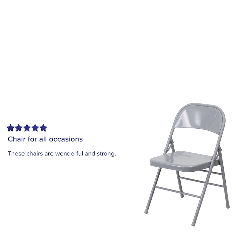 Chaise pliante commerciale en métal triple entretoise à double charnière de style moderne
