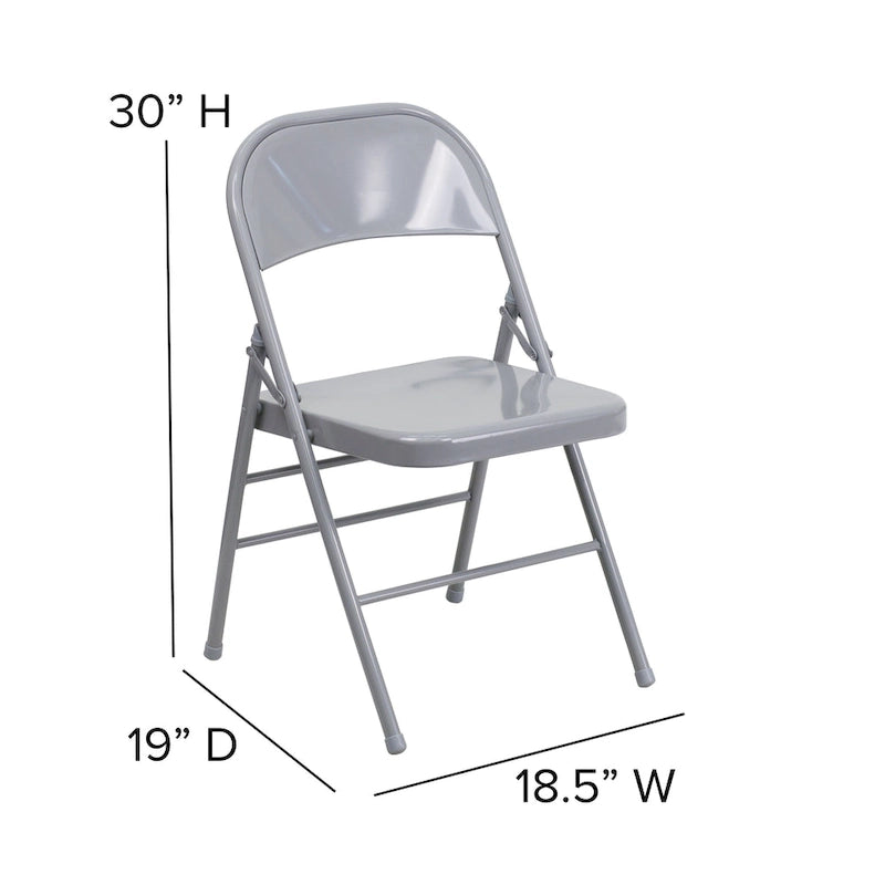 Chaise pliante commerciale en métal triple entretoise à double charnière de style moderne