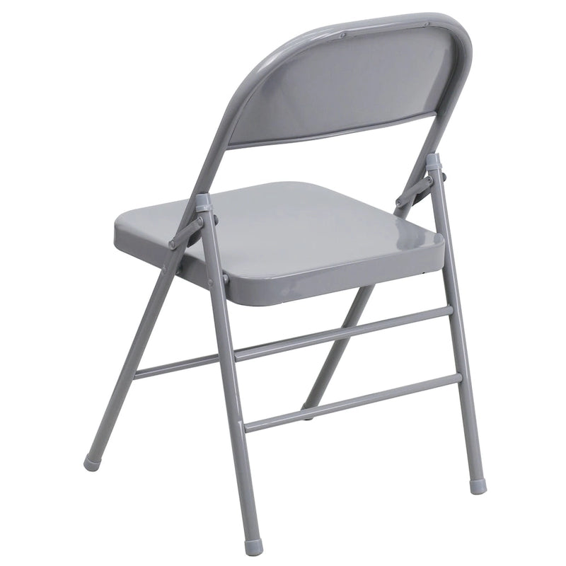 Chaise pliante commerciale en métal triple entretoise à double charnière de style moderne