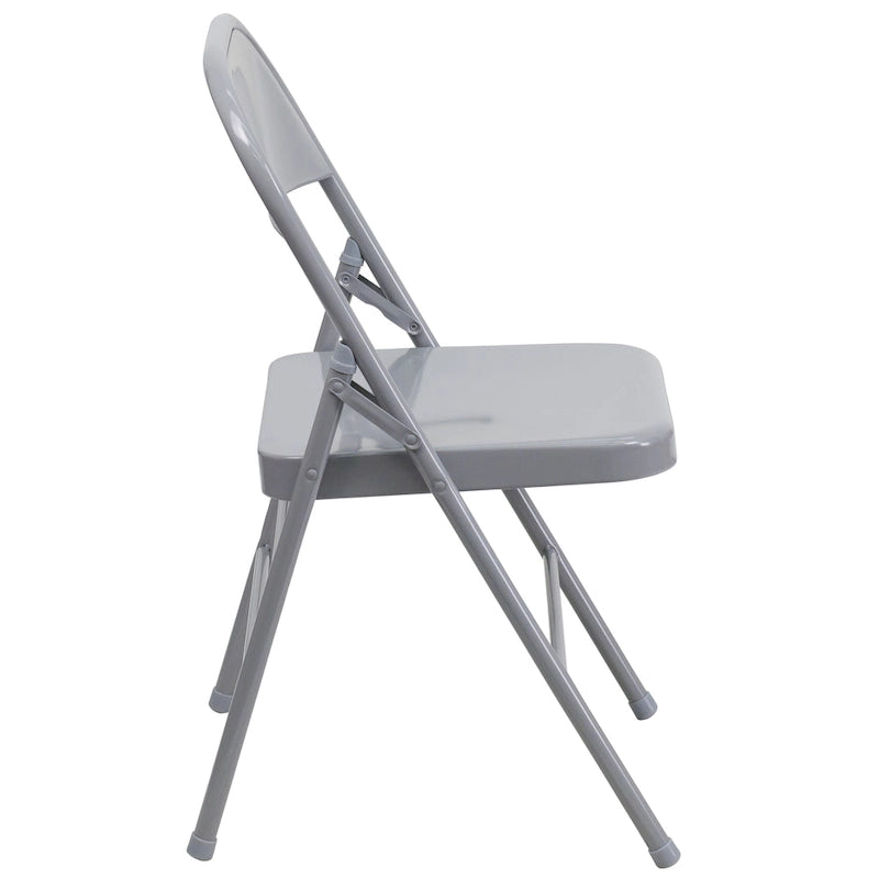 Chaise pliante commerciale en métal triple entretoise à double charnière de style moderne