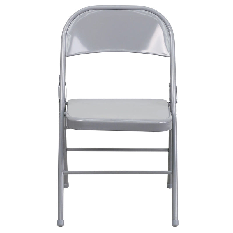 Chaise pliante commerciale en métal triple entretoise à double charnière de style moderne