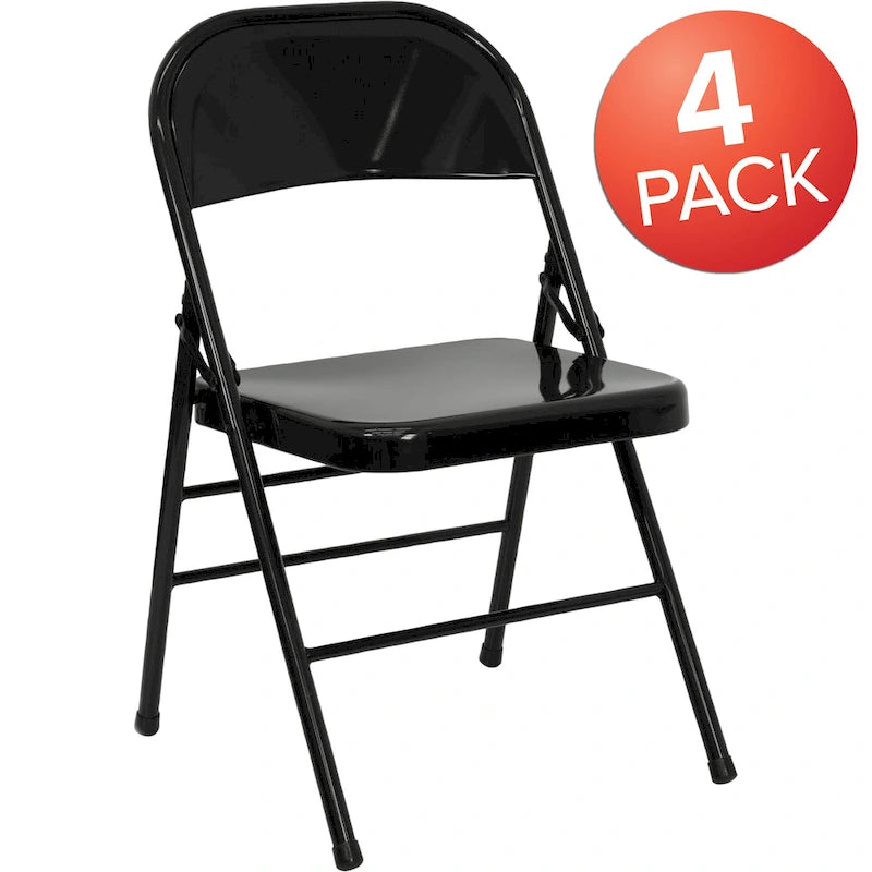 Chaise pliante commerciale en métal triple entretoise à double charnière de style moderne