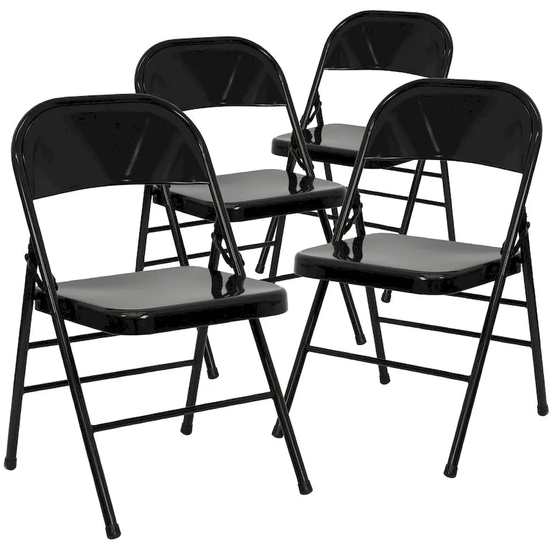 Chaise pliante commerciale en métal triple entretoise à double charnière de style moderne