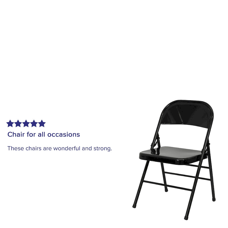 Chaise pliante commerciale en métal triple entretoise à double charnière de style moderne