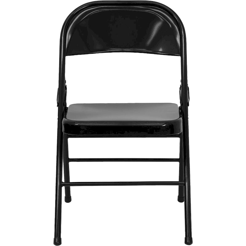 Chaise pliante commerciale en métal triple entretoise à double charnière de style moderne