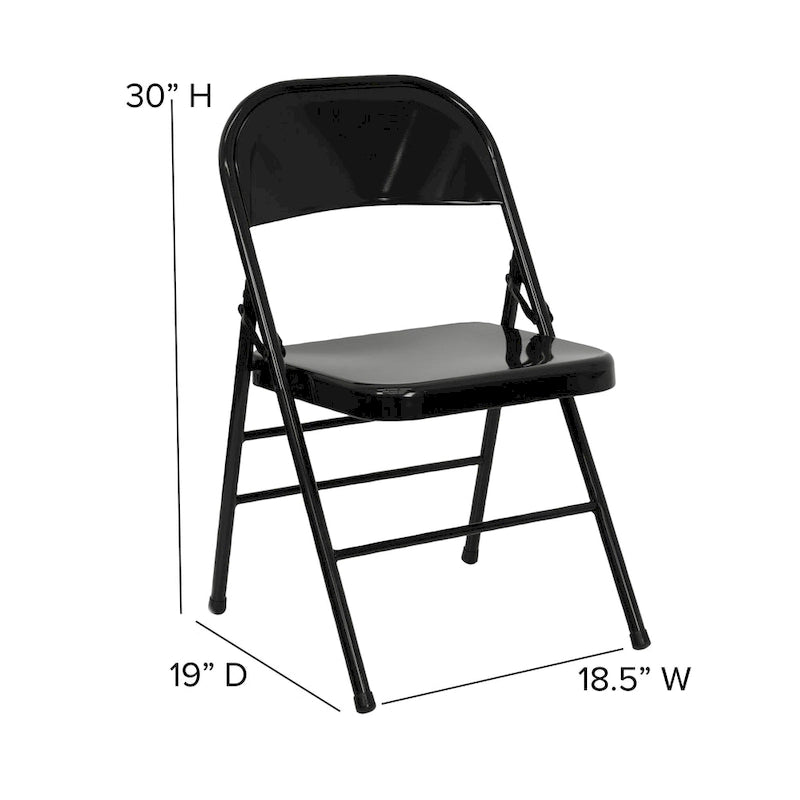 Chaise pliante commerciale en métal triple entretoise à double charnière de style moderne