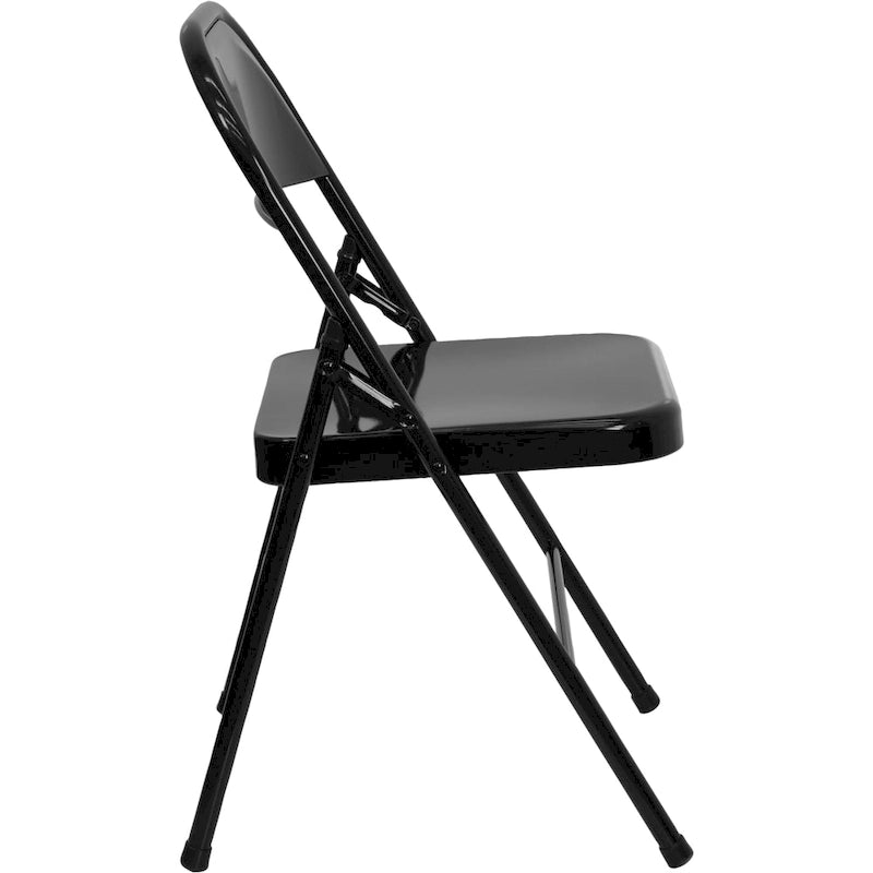 Chaise pliante commerciale en métal triple entretoise à double charnière de style moderne