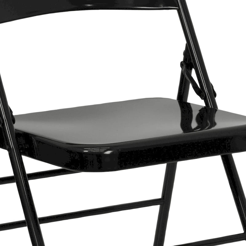 Chaise pliante commerciale en métal triple entretoise à double charnière de style moderne