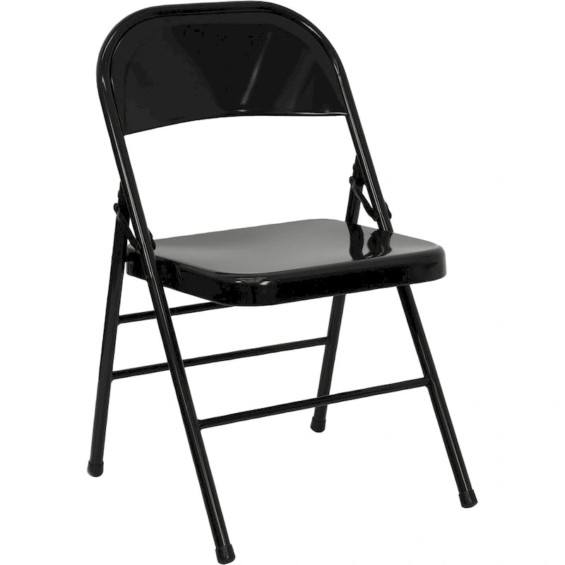 Chaise pliante commerciale en métal triple entretoise à double charnière de style moderne