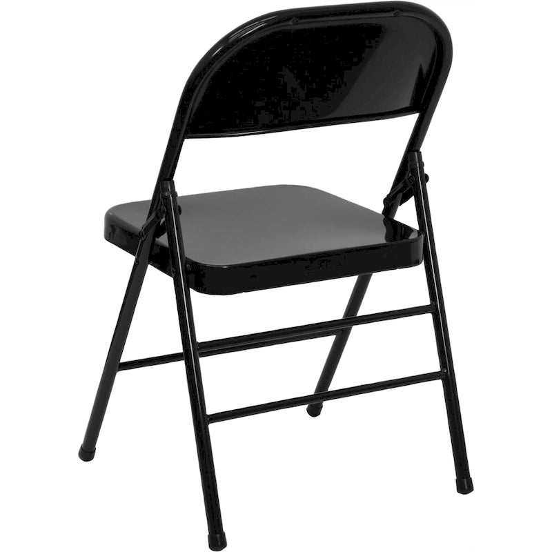 Chaise pliante commerciale en métal triple entretoise à double charnière de style moderne