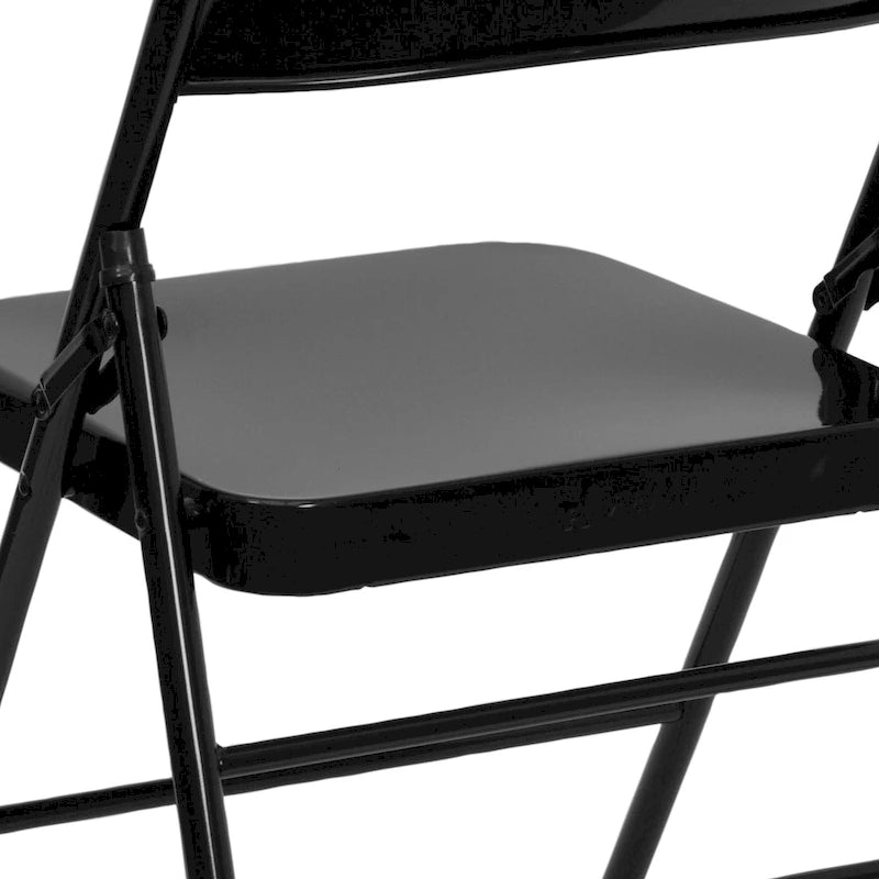 Chaise pliante commerciale en métal triple entretoise à double charnière de style moderne