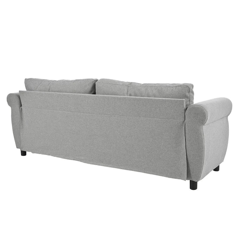 Retro Upholstered Sofa with Nailhead Trim Armrests Solid Wood Frame