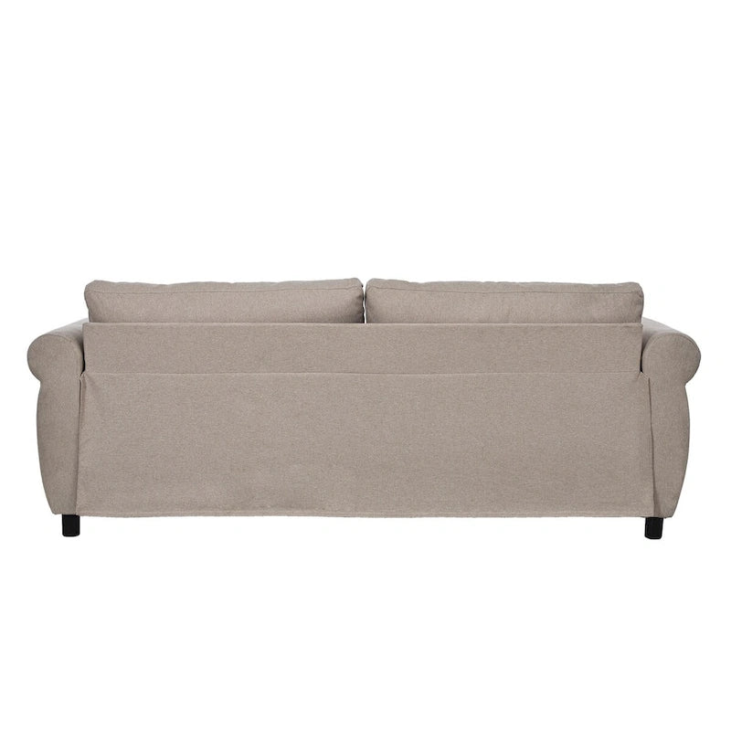 Retro Upholstered Sofa with Nailhead Trim Armrests Solid Wood Frame
