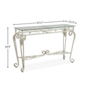 Console pour entrée ou couloir avec plateau en verre, structure en métal et rangement