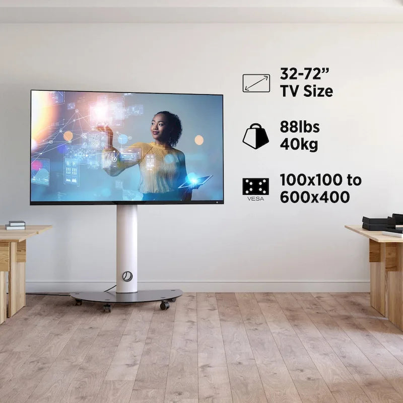 Support TV roulant premium avec pivot pour écrans de 32 à 72 pouces