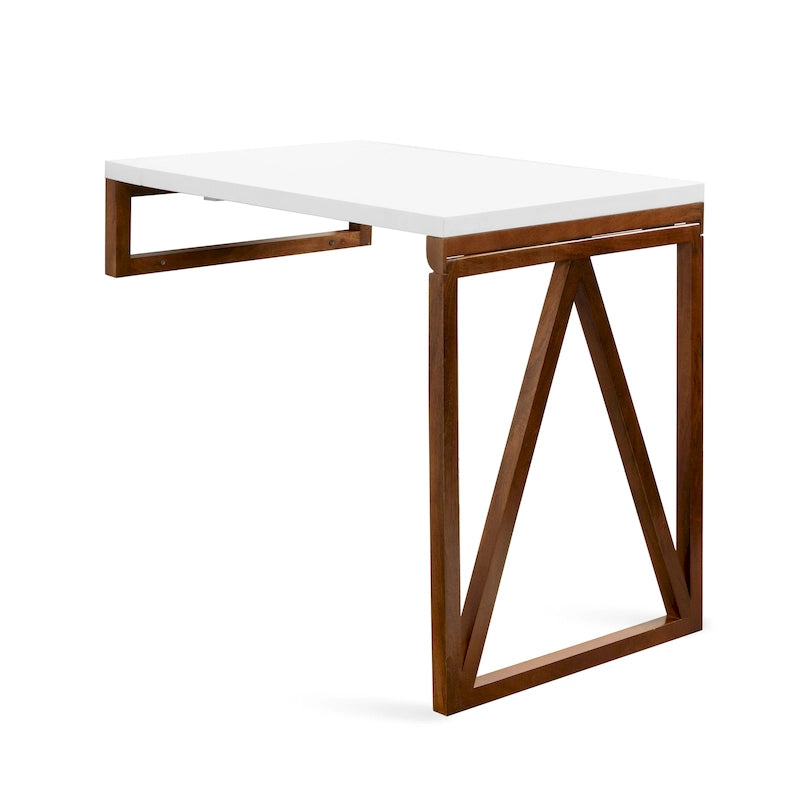 Table murale pliante en bois Blanc Noyer Design moderne peu encombrant