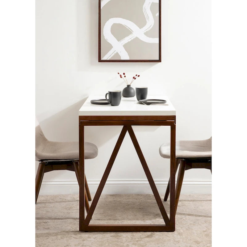Table murale pliante en bois Blanc Noyer Design moderne peu encombrant