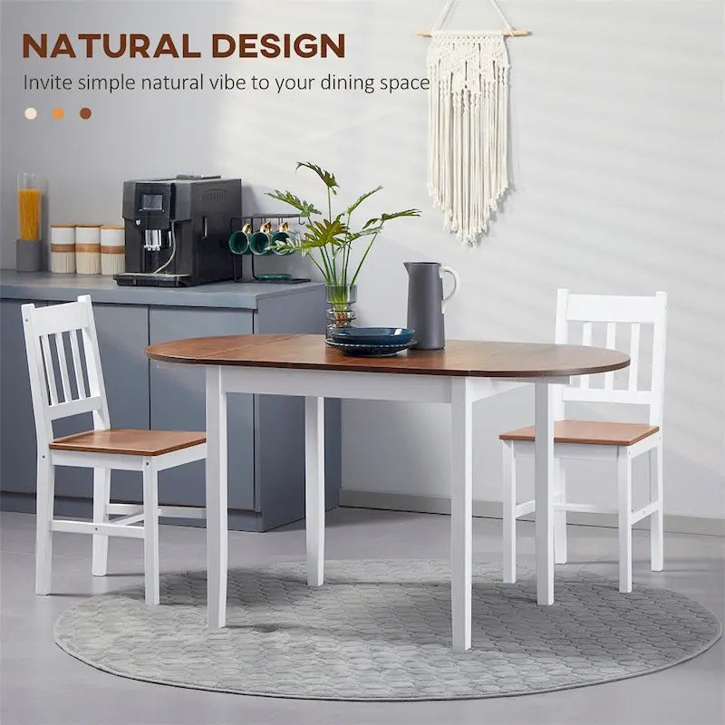 Solid Wood Drop Leaf Folding Dining Table Natural Pine Wood