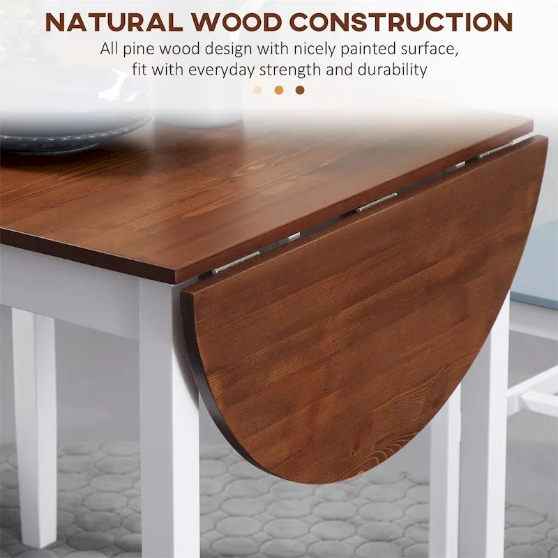 Solid Wood Drop Leaf Folding Dining Table Natural Pine Wood