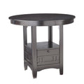 Table à manger ronde en bois, hauteur comptoir, avec tiroir de rangement gris