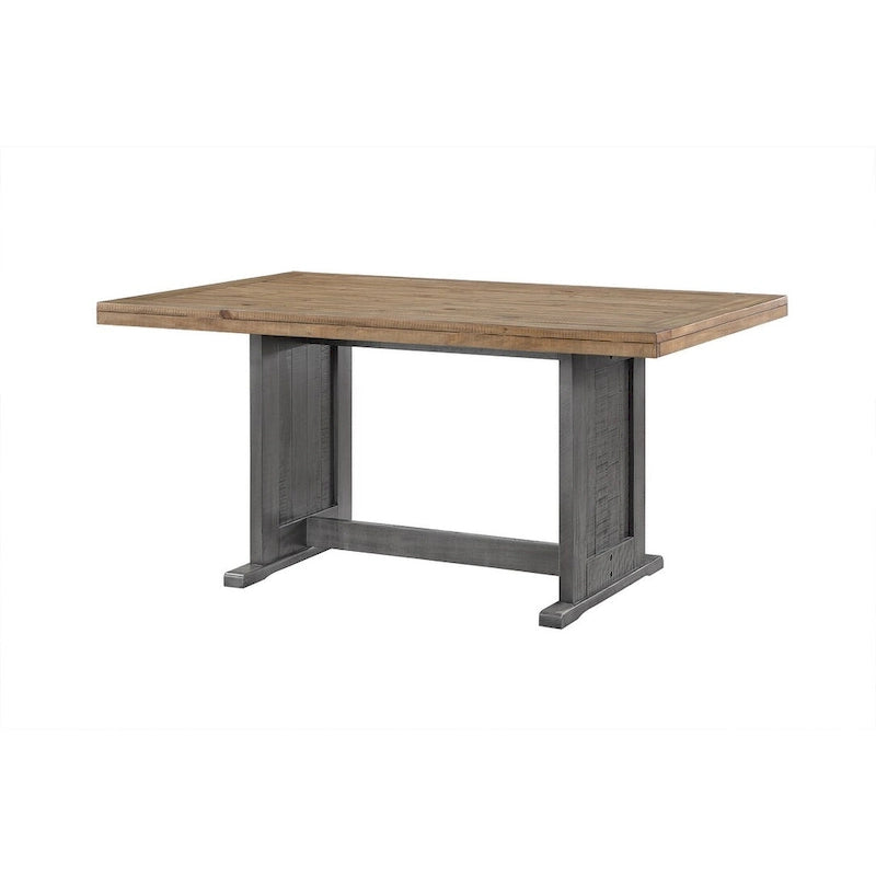 Table de salle à manger de style champêtre en bois massif avec finition naturelle