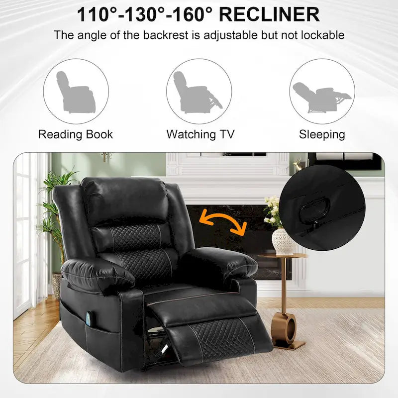 Fauteuil inclinable de massage en cuir respirant pour salon