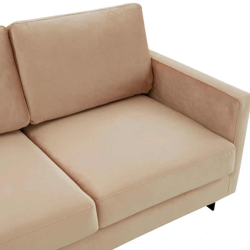 Canapé 3 places en velours avec piètement en acier inoxydable noir