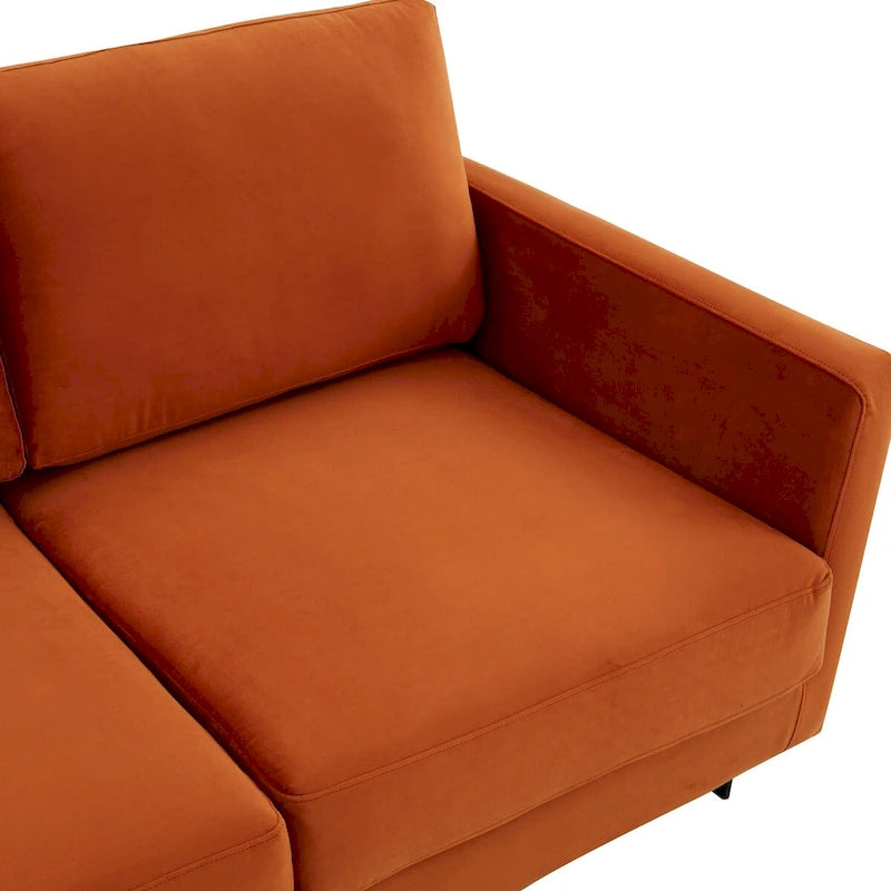 Canapé 3 places en velours avec piètement en acier inoxydable noir