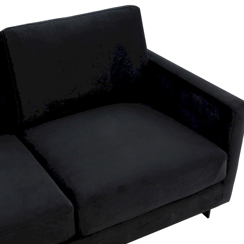 Canapé 3 places en velours avec piètement en acier inoxydable noir