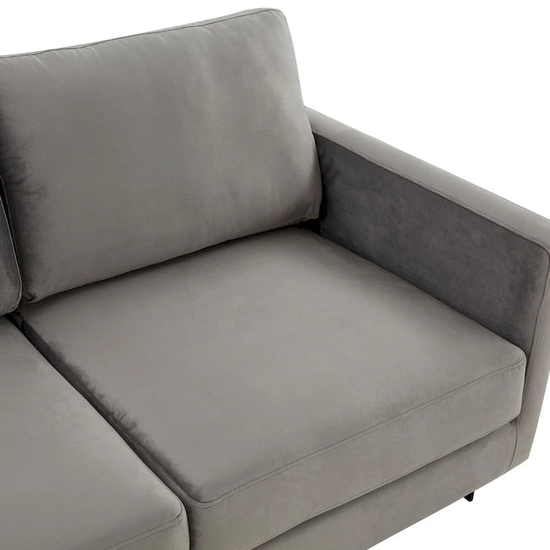 Canapé 3 places en velours avec piètement en acier inoxydable noir