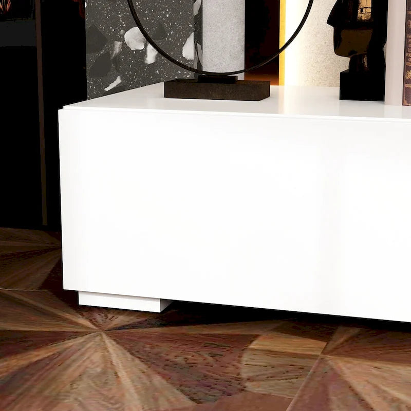 Meuble TV Contemporain - Meuble de Rangement, Meuble TV Blanc