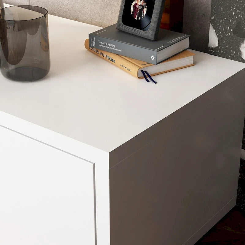 Meuble TV Contemporain - Meuble de Rangement, Meuble TV Blanc