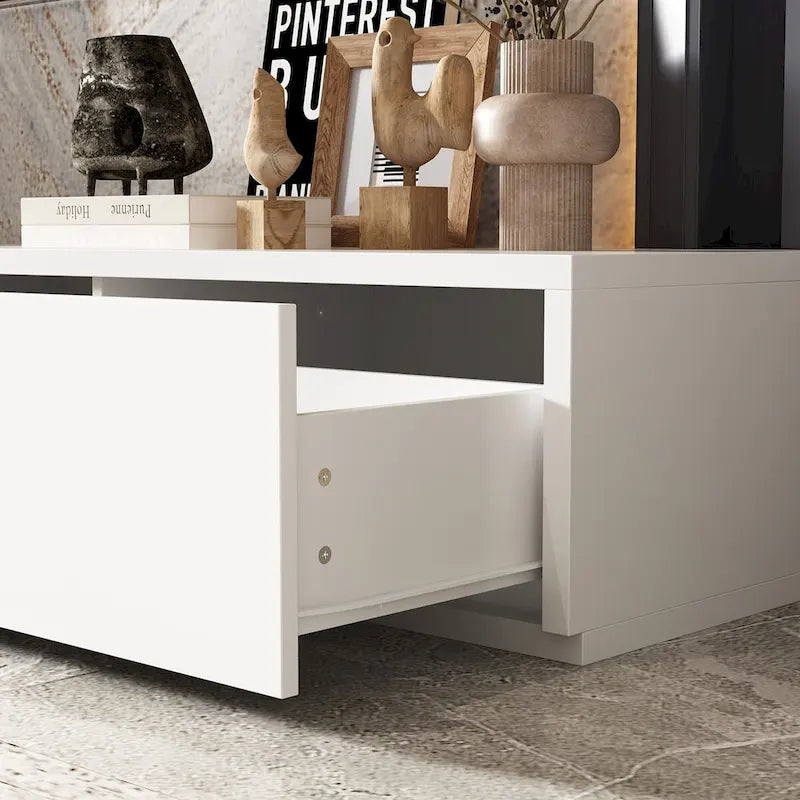 Meuble TV Contemporain - Meuble de Rangement, Meuble TV Blanc