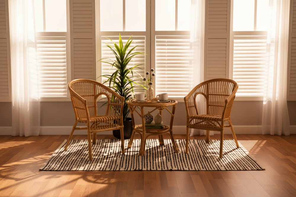 Rattan Bistro Set - Dimmer Lighting